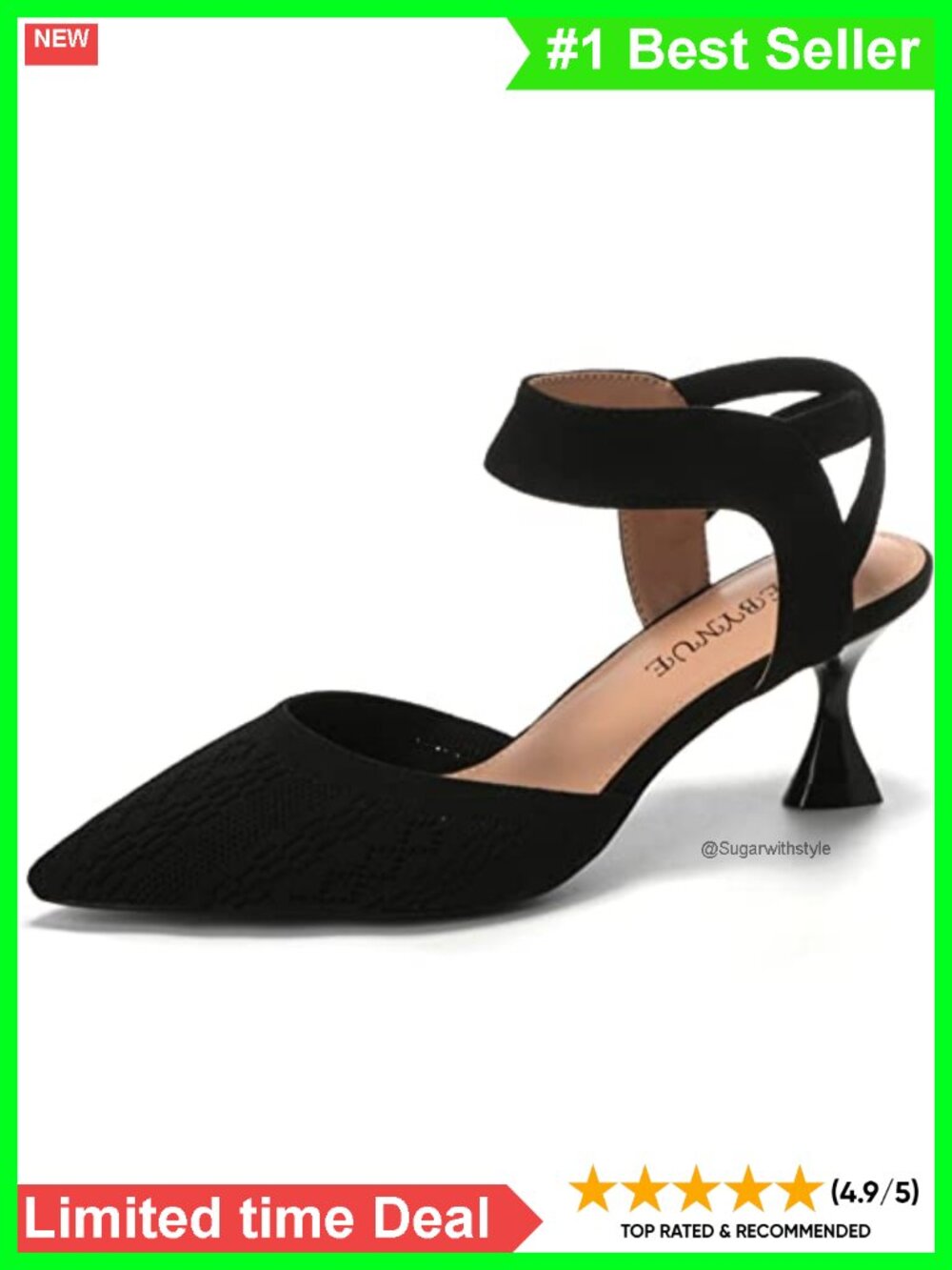 Women's 2.5 Inch Pointed Toe Slingback Kitten Heels Comfortable Dress Shoes